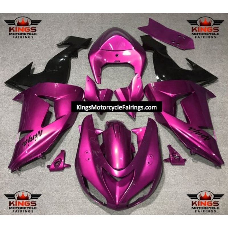 Fairing Kit For A Kawasaki ZX10R (2006-2007) Pink & Black Clear Windscreen: Free No Seat Cowl No Bolt Kit