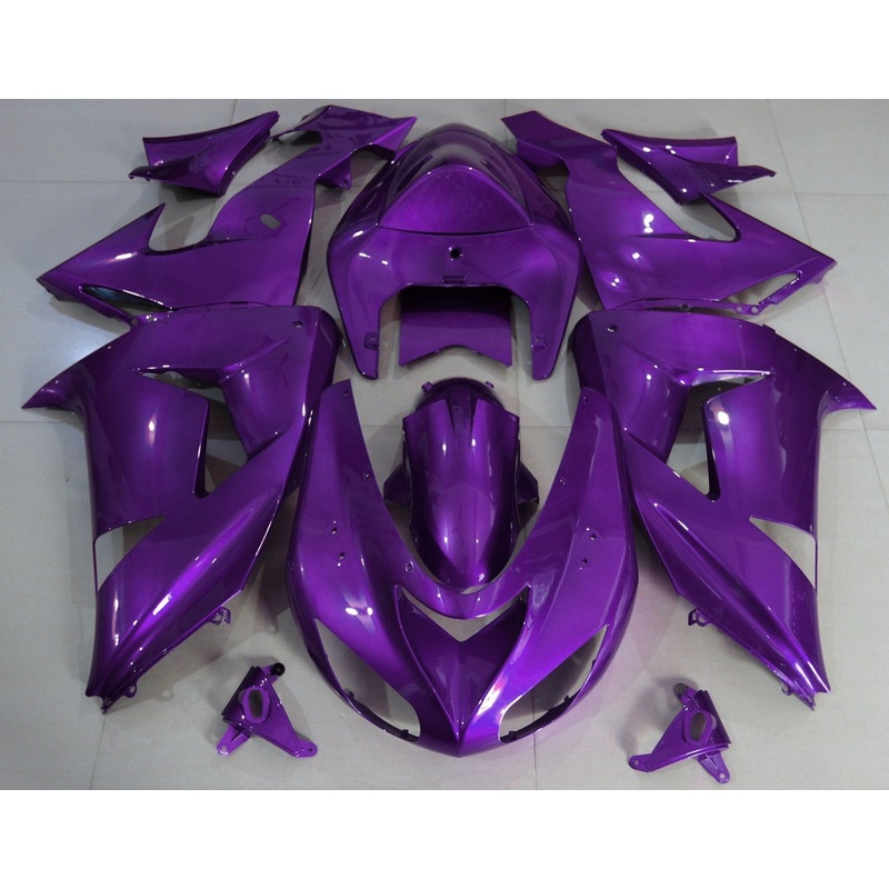 Fairing Kit For A Kawasaki ZX10R (2006-2007) Purple Clear Windscreen: Free No Seat Cowl No Bolt Kit
