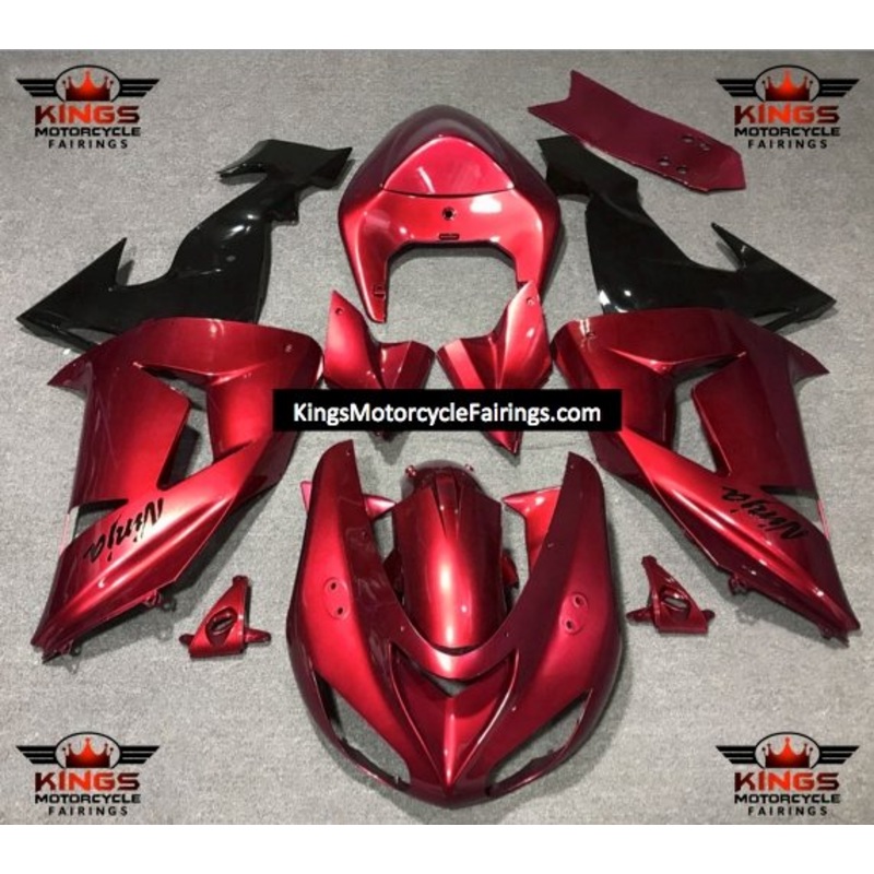 Fairing Kit For A Kawasaki ZX10R (2006-2007) Red & Black Clear Windscreen: Free No Seat Cowl No Bolt Kit