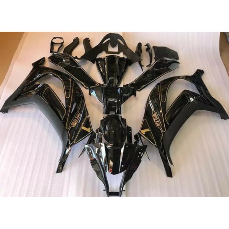 Fairings for Kawasaki Ninja ZX10R (2016-2020) Black & Gold No Tank No Seat Cowl No Bolt Kit