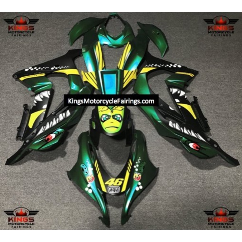 Fairings for Kawasaki Ninja ZX10R (2016-2020) Green, Black, Yellow Shark No Tank No Seat Cowl No Bolt Kit