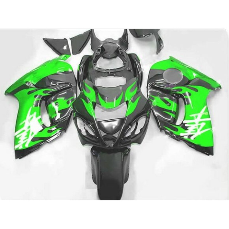 Suzuki GSX1300R Hayabusa (2008-2020) Black, Green Flame Fairings No Seat Cowl No Bolt Kit No Tank