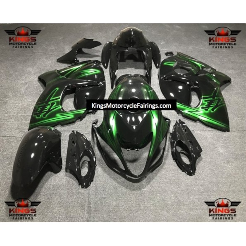 Suzuki GSX1300R Hayabusa (2008-2020) Black, Green Glow Fairings No Seat Cowl No Bolt Kit No Tank