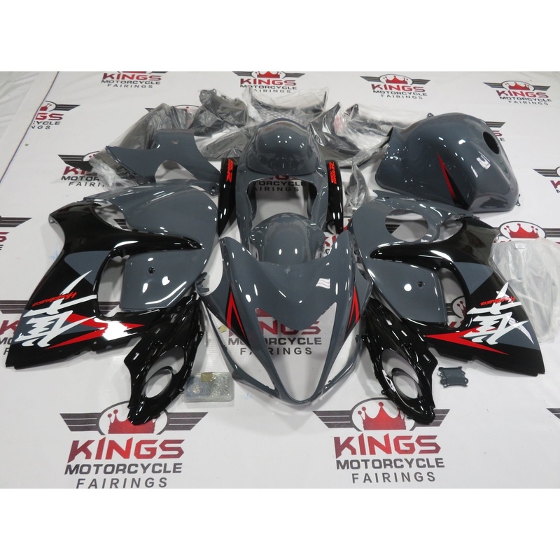 Suzuki GSX1300R Hayabusa (2008-2020) Nardo Gray, Black & Red Fairings No Seat Cowl No Bolt Kit No Tank