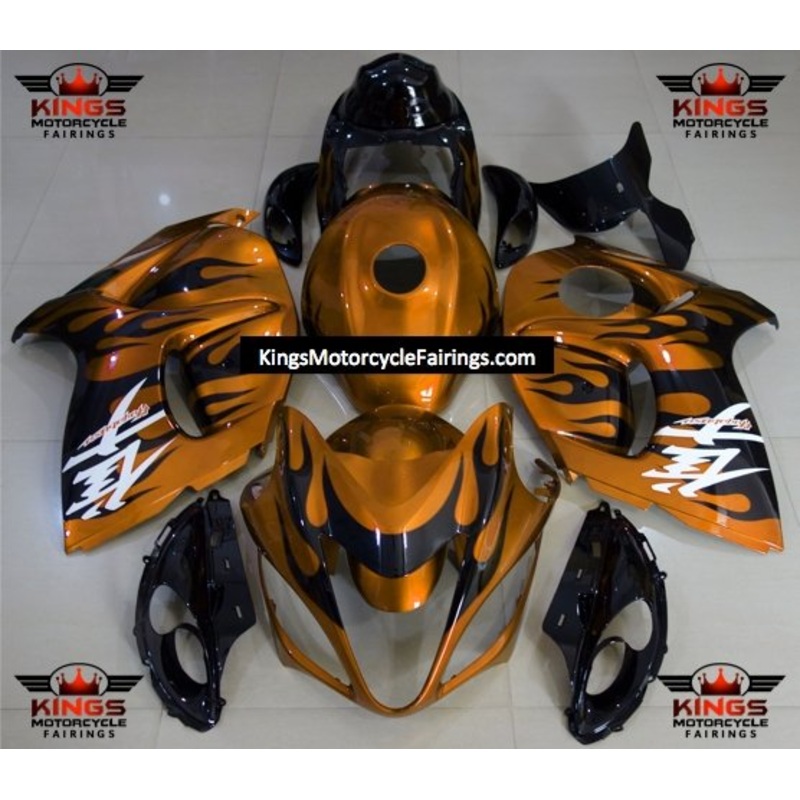 Suzuki GSX1300R Hayabusa (2008-2020) Orange & Black Flame Fairings No Seat Cowl No Bolt Kit No Tank