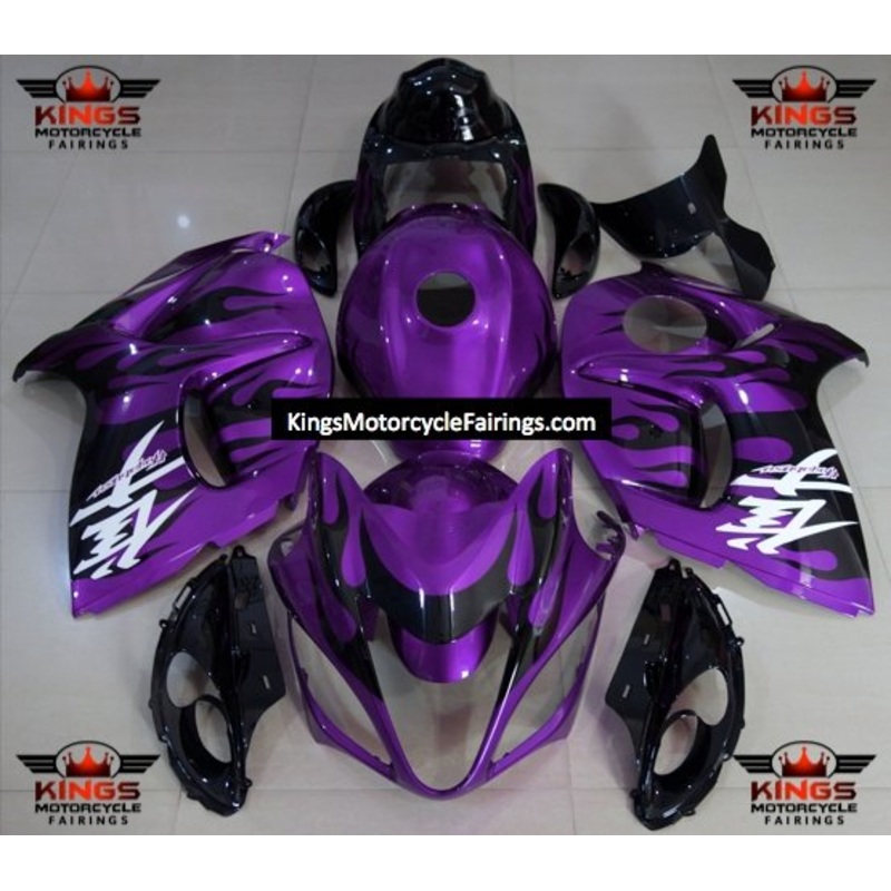 Suzuki GSX1300R Hayabusa (2008-2020) Purple, Black Flame Fairings No Seat Cowl No Bolt Kit No Tank