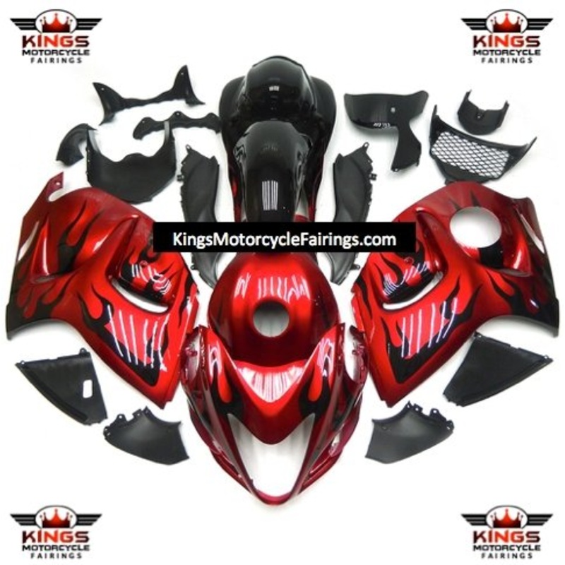 Suzuki GSX1300R Hayabusa (2008-2020) Red & Black Flame Fairings No Seat Cowl No Bolt Kit No Tank