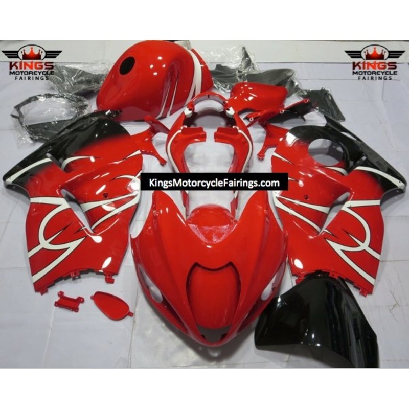 Suzuki GSXR1300 Hayabusa (1999-2007) Red, White & Black Tribal Fairings No Seat Cowl No Bolt Kit No Tank