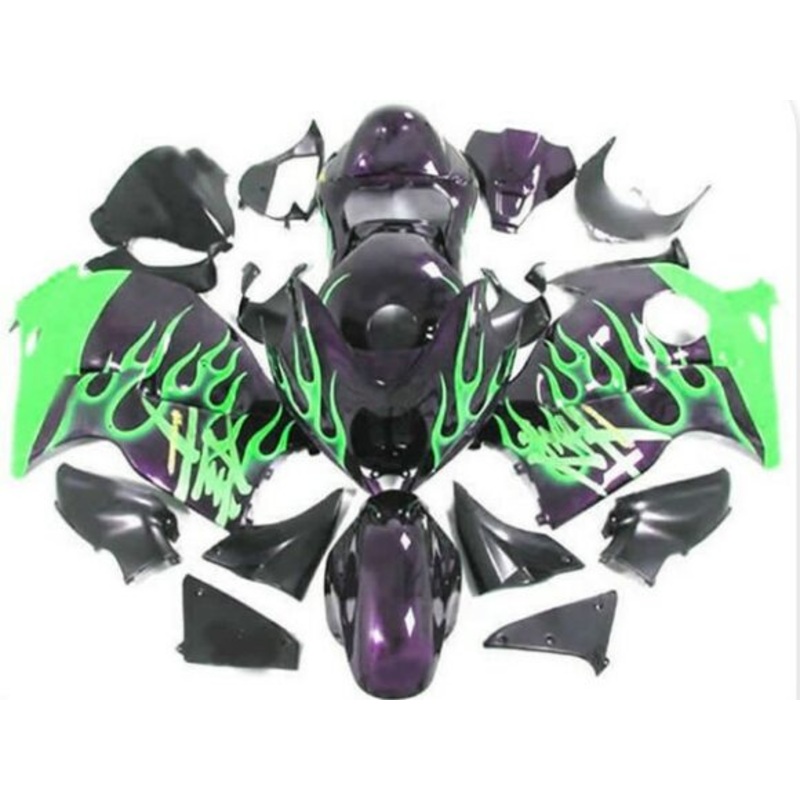 Suzuki Hayabusa (1999-2007) Black & Green Flame Fairings No Seat Cowl No Bolt Kit No Tank