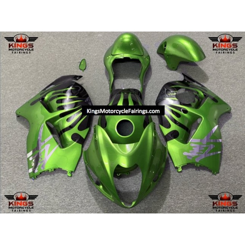 Suzuki Hayabusa (1999-2007) Green, Black & Chrome Flame Fairings No Seat Cowl No Bolt Kit No Tank
