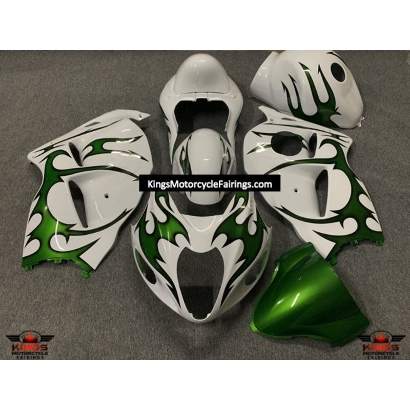 Suzuki Hayabusa (1999-2007) White & Green Tribal Fairings No Seat Cowl No Bolt Kit No Tank