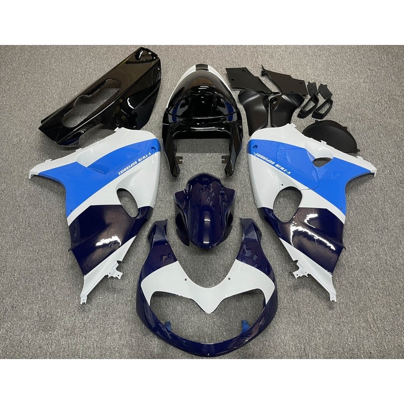 Suzuki TL1000R (1998-2003) White, Blue, Black & Dark Blue Fairings Clear Windscreen: Free No Bolt Kit No Tank Cover