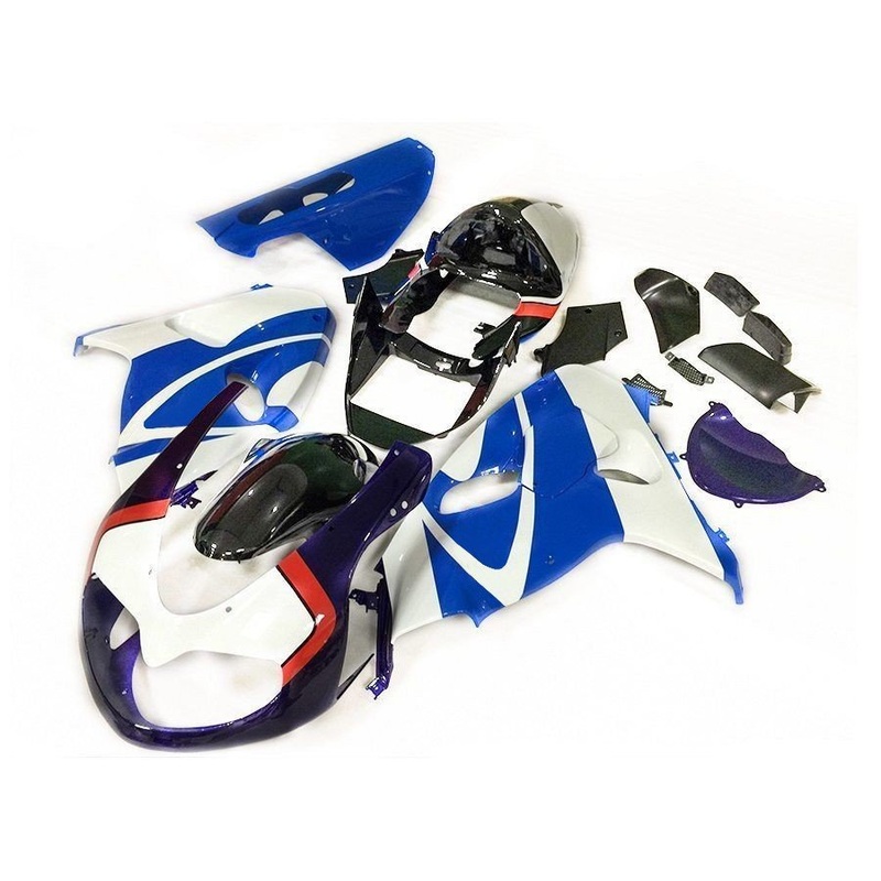 Suzuki TL1000R (1998-2003) White, Blue, Black & Red Fairings Clear Windscreen: Free No Bolt Kit No Tank Cover