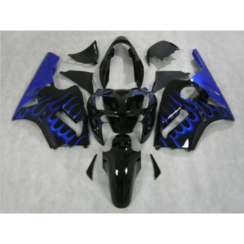 Fairing kit for a KAWASAKI NINJA ZX12R (2002-2006) Black & Blue Flames No Seat Cowl No Bolt Kit No Tank