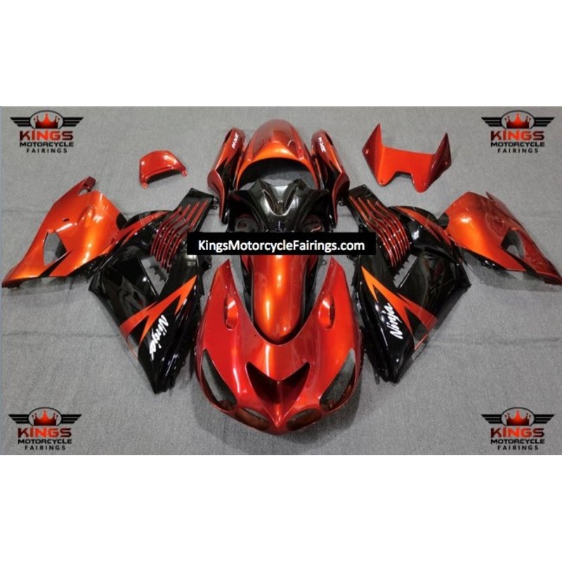 Fairing kit for a Kawasaki Ninja ZX14R (2006-2011) Burnt Orange, Black Clear Windscreen: Free No Seat Cowl No Bolt Kit