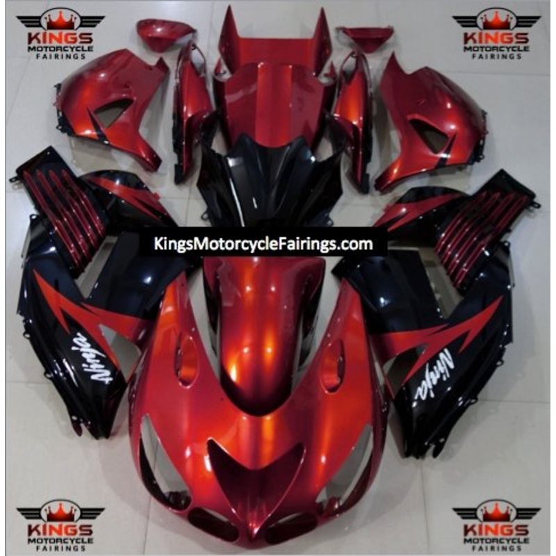 Fairing kit for a Kawasaki Ninja ZX14R (2006-2011) Candy Red & Black Clear Windscreen: Free No Seat Cowl No Bolt Kit