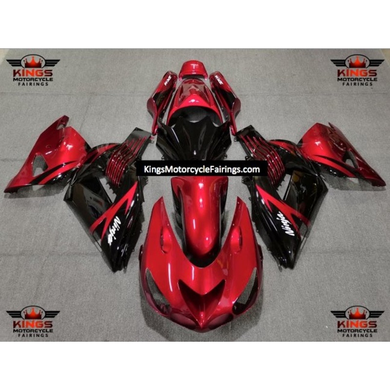 Fairing kit for a Kawasaki Ninja ZX14R (2006-2011) Dark Red & Black Clear Windscreen: Free No Seat Cowl No Bolt Kit