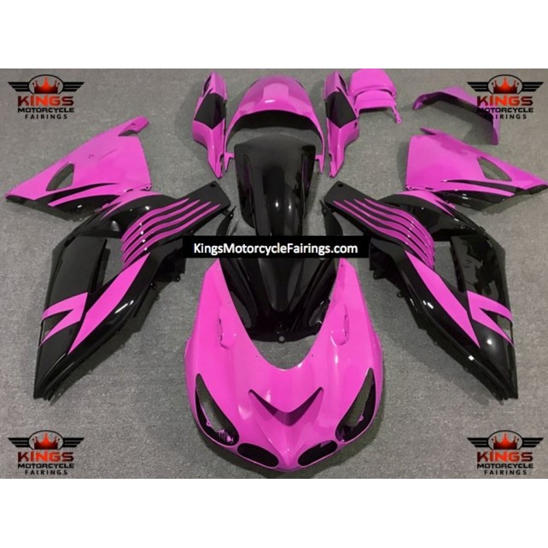 Fairing kit for a Kawasaki Ninja ZX14R (2006-2011) Pink & Black Clear Windscreen: Free No Seat Cowl No Bolt Kit