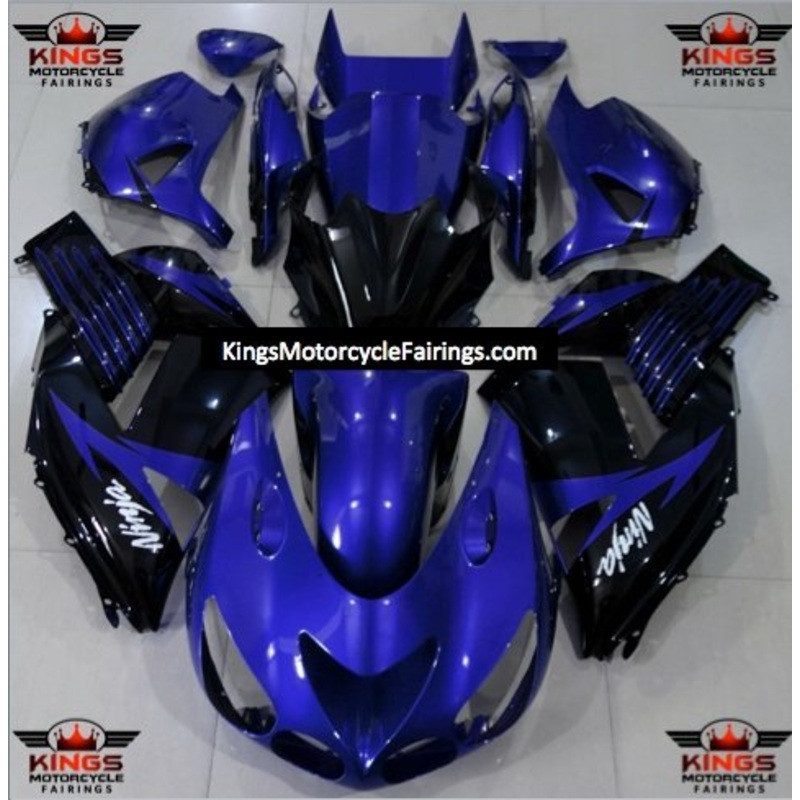 Fairing kit for a Kawasaki Ninja ZX14R (2006-2011) Purple Blue & Black Clear Windscreen: Free No Seat Cowl No Bolt Kit