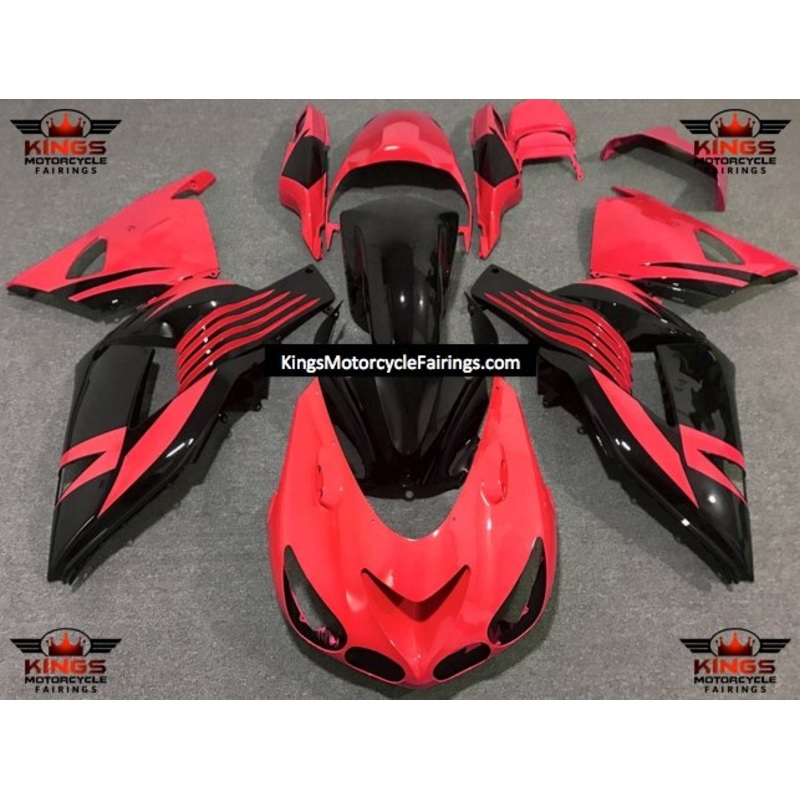 Fairing kit for a Kawasaki Ninja ZX14R (2006-2011) Red & Black Clear Windscreen: Free No Seat Cowl No Bolt Kit