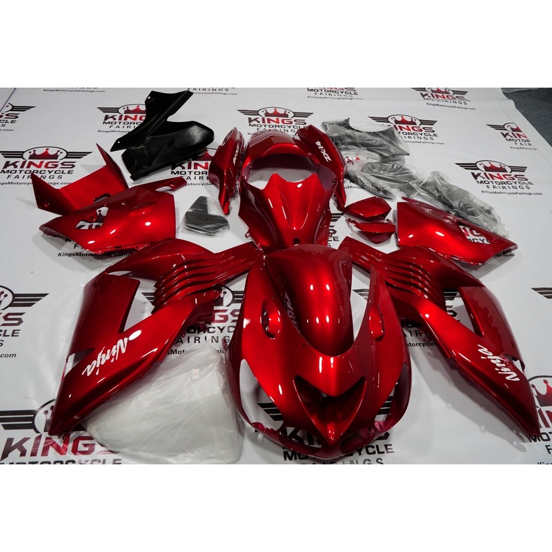 Fairing kit for a Kawasaki Ninja ZX14R (2006-2011) Red Clear Windscreen: Free No Seat Cowl No Bolt Kit