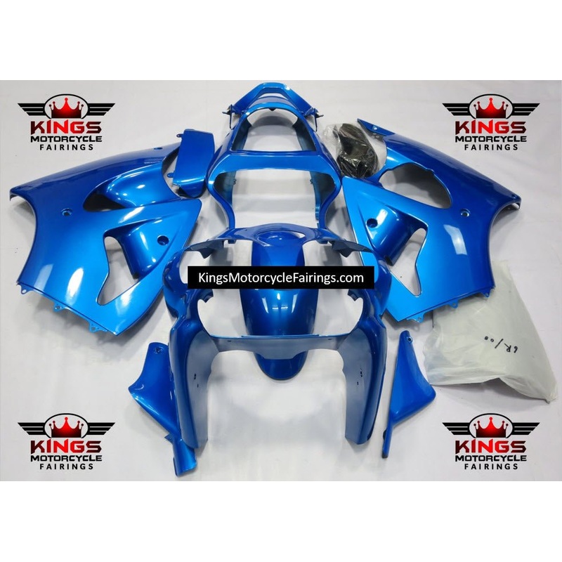 Fairing kit for a Kawasaki ZX6R 636 (2000-2002) Blue Clear Windscreen: Free No Seat Cowl No Bolt Kit