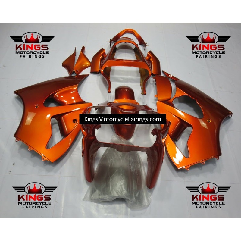 Fairing kit for a Kawasaki ZX6R 636 (2000-2002) Orange Clear Windscreen: Free No Seat Cowl No Bolt Kit