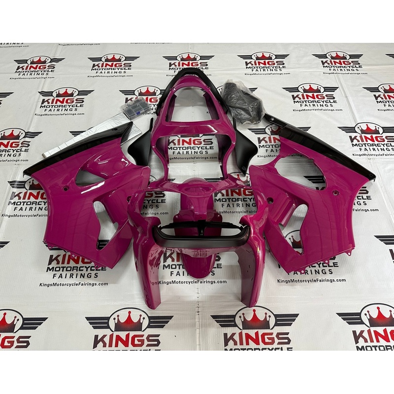 Fairing kit for a Kawasaki ZX6R 636 (2000-2002) Pink & Black Clear Windscreen: Free No Seat Cowl No Bolt Kit