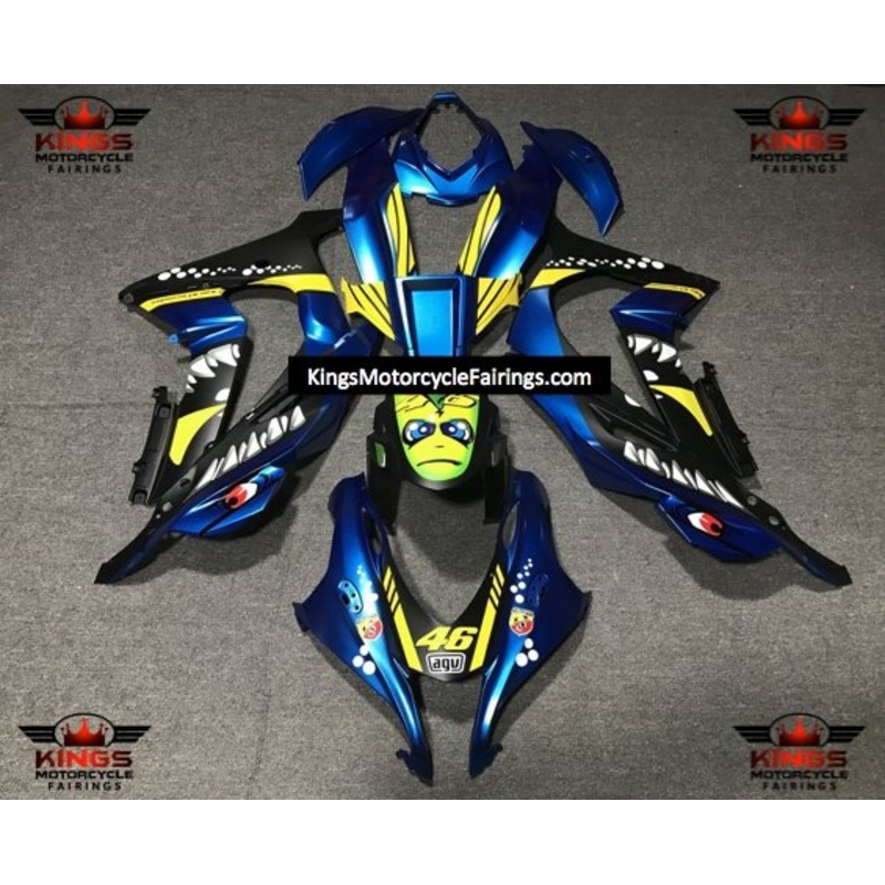 Fairings for Kawasaki Ninja ZX10R (2016-2020) Matte Blue, Black, Yellow Shark No Tank No Seat Cowl No Bolt Kit