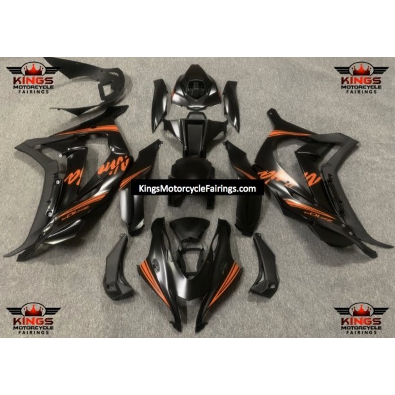 Fairings for Kawasaki Ninja ZX10R (2016-2020) Satin Black, Orange No Tank No Seat Cowl No Bolt Kit