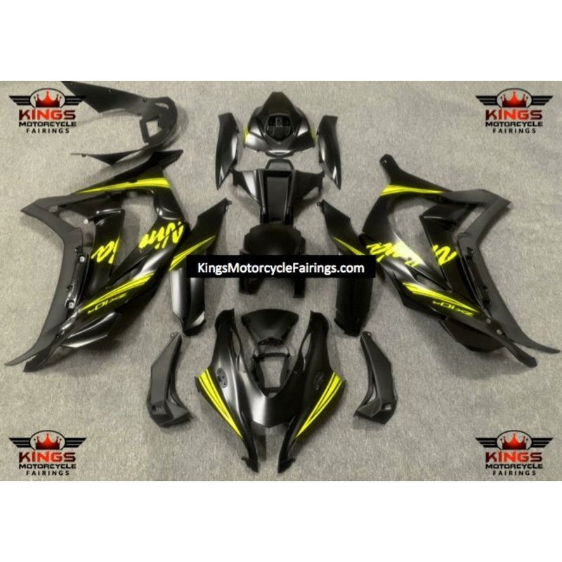 Fairings for Kawasaki Ninja ZX10R (2016-2020) Satin Black, Yellow No Tank No Seat Cowl No Bolt Kit