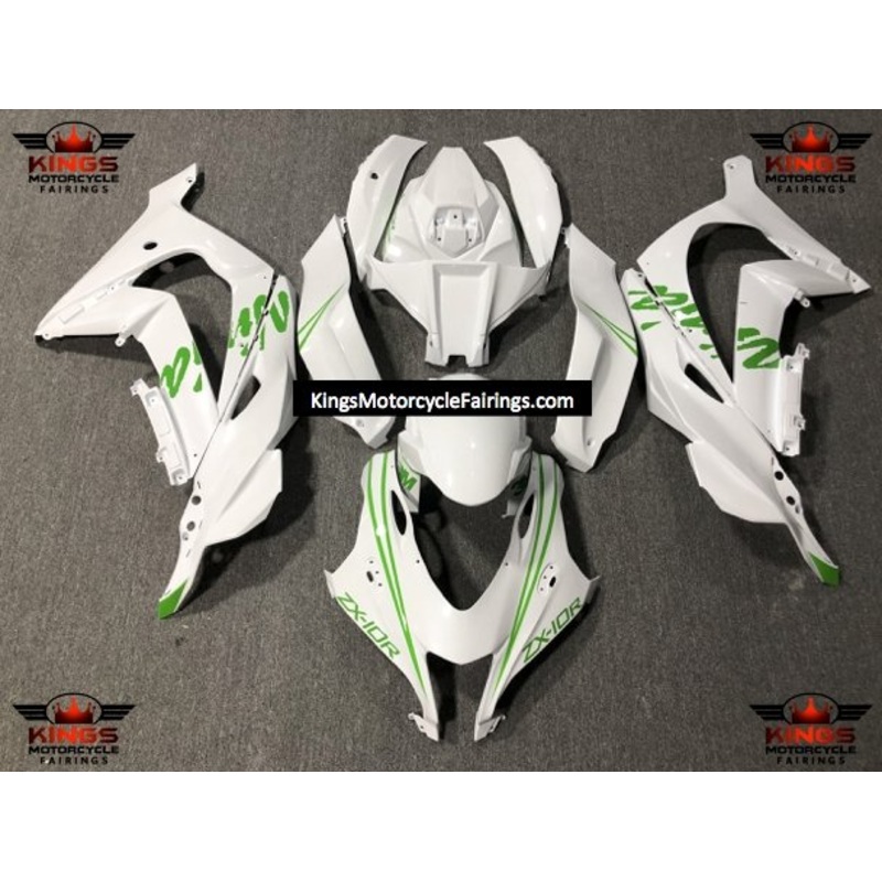 Fairings for Kawasaki Ninja ZX10R (2016-2020) White, Green No Tank No Seat Cowl No Bolt Kit