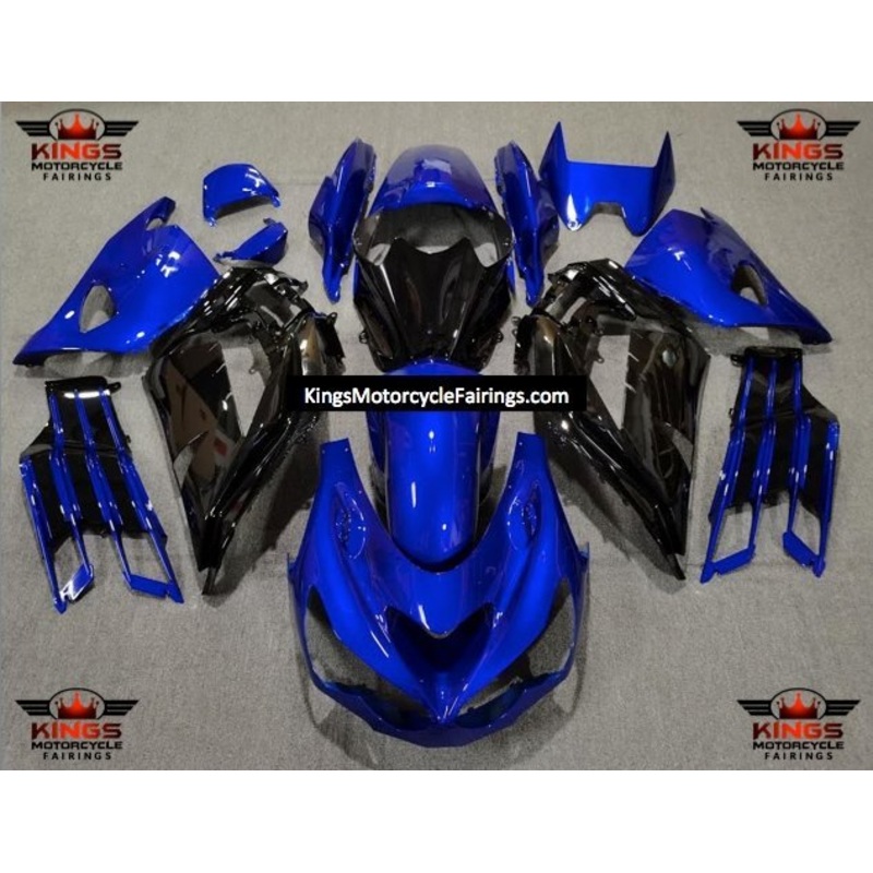 Fairings for Kawasaki Ninja ZX14R (2012-2024) Blue & Black Clear Windscreen: Free No Seat Cowl No Bolt Kit