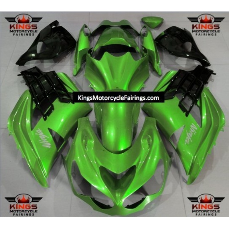 Fairings for Kawasaki Ninja ZX14R (2012-2024) Green, Black, Chrome Clear Windscreen: Free No Seat Cowl No Bolt Kit
