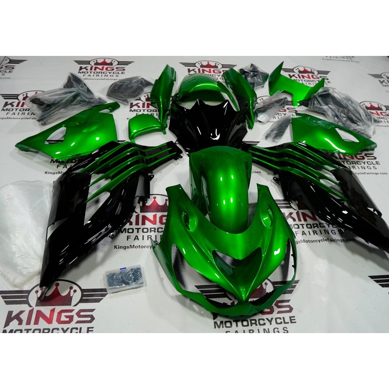 Fairings for Kawasaki Ninja ZX14R (2012-2024) Green, Black Clear Windscreen: Free No Seat Cowl No Bolt Kit