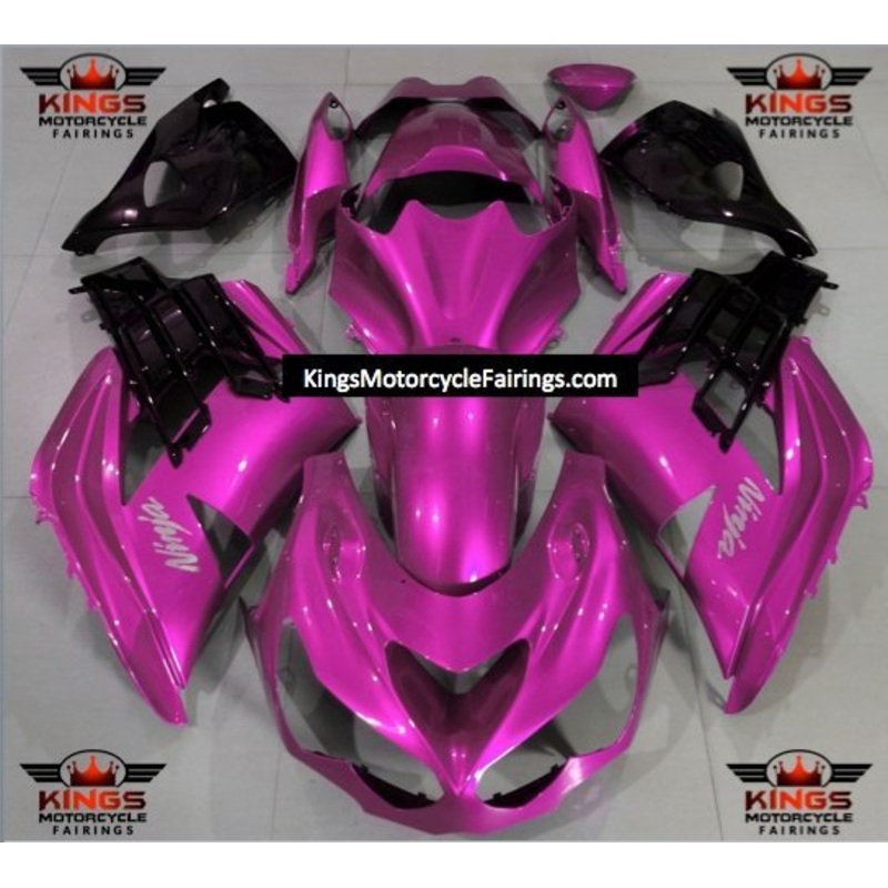 Fairings for Kawasaki Ninja ZX14R (2012-2024) Pink, Black Clear Windscreen: Free No Seat Cowl No Bolt Kit