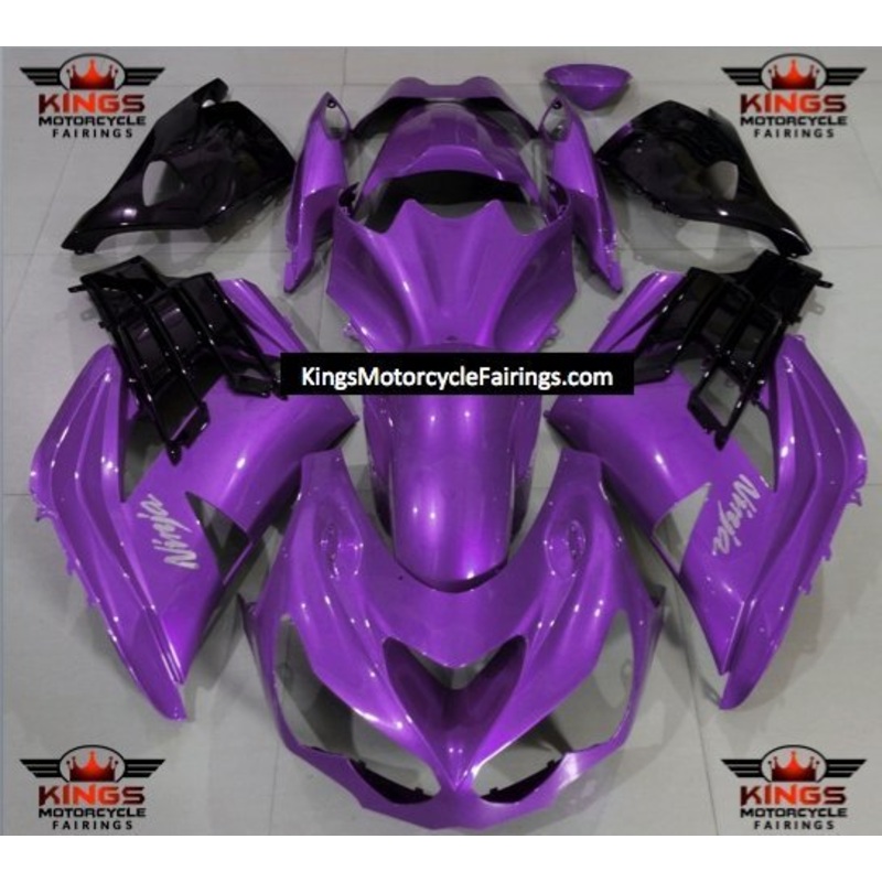 Fairings for Kawasaki Ninja ZX14R (2012-2024) Purple, Black Clear Windscreen: Free No Seat Cowl No Bolt Kit