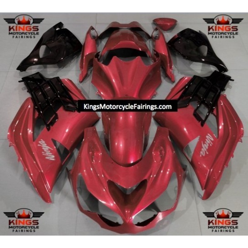 Fairings for Kawasaki Ninja ZX14R (2012-2024) Red & Black Clear Windscreen: Free No Seat Cowl No Bolt Kit