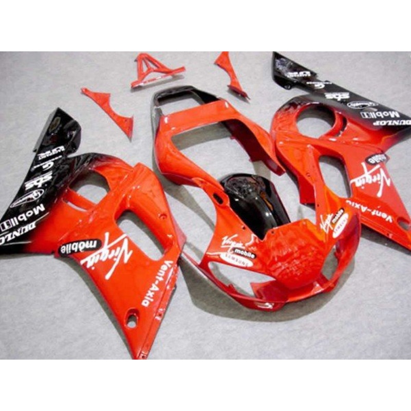 Yamaha YZF-R6 (1998-2002) Red, Black & White Virgin Fairings Clear Windscreen: Free No Bolt Kit
