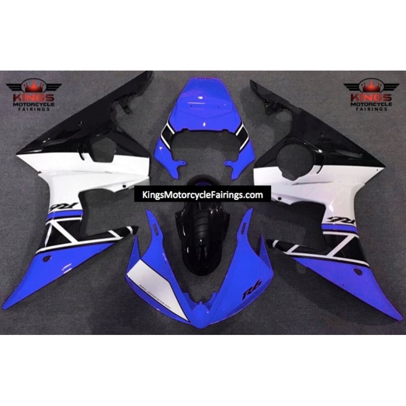 Yamaha YZF-R6 (2003-2004) Blue, Black & White Fairings Clear Windscreen: Free No Seat Cowl No Bolt Kit