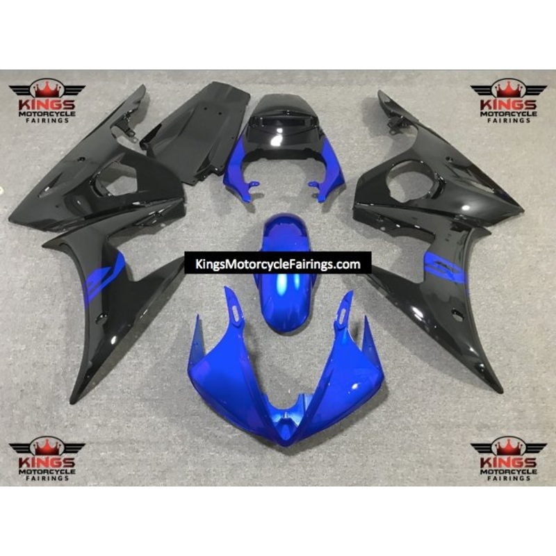 Yamaha YZF-R6 (2005) Black & Blue Fairings Clear Windscreen: Free No Seat Cowl No Bolt Kit