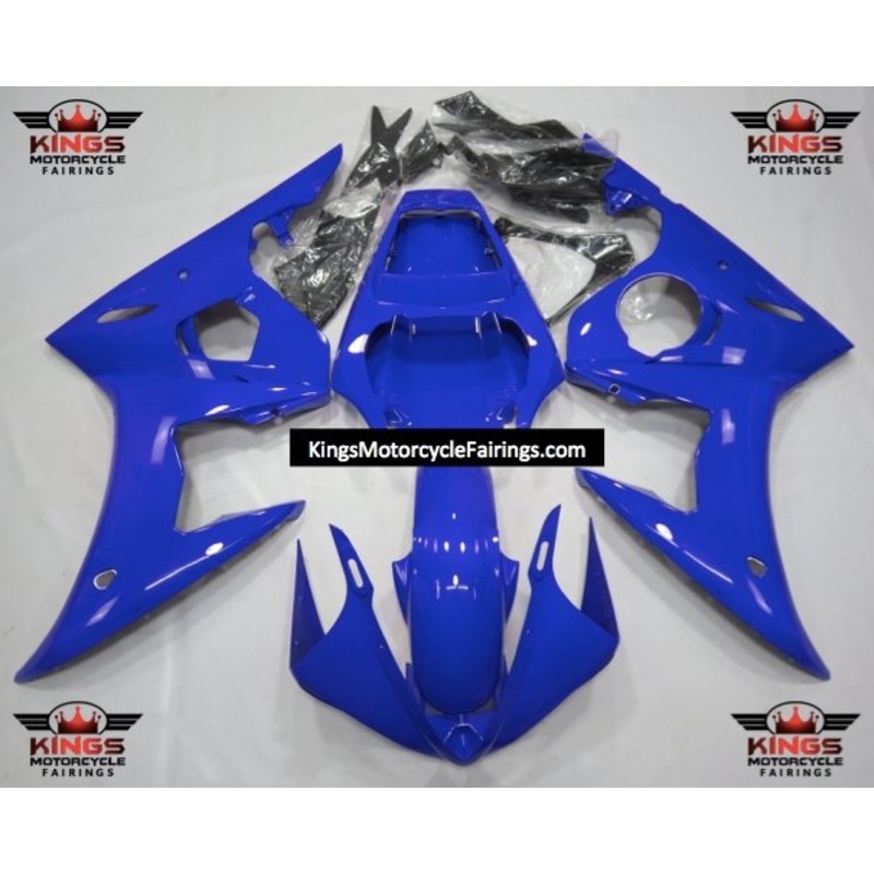 Yamaha YZF-R6 (2005) Blue Fairings Clear Windscreen: Free No Seat Cowl No Bolt Kit