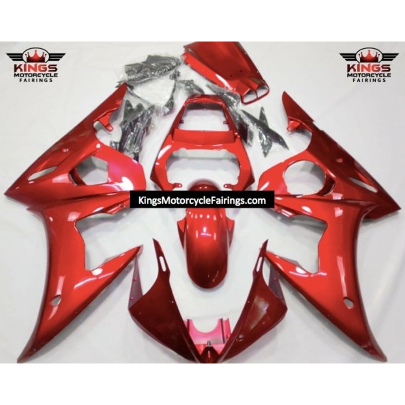Yamaha YZF-R6 (2005) Candy Red Fairings Clear Windscreen: Free No Seat Cowl No Bolt Kit