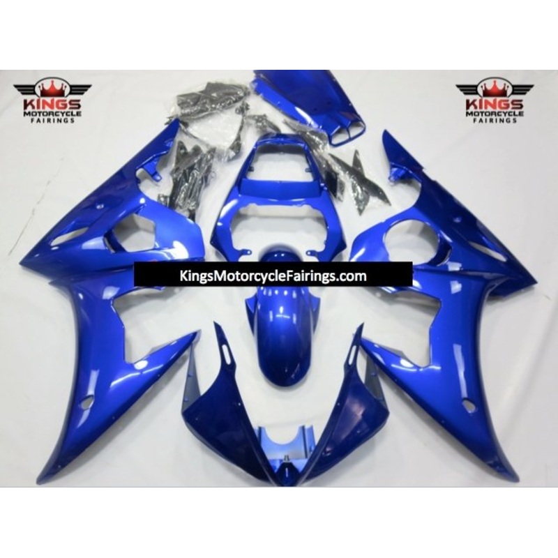 Yamaha YZF-R6 (2005) Gloss Blue Fairings Clear Windscreen: Free No Seat Cowl No Bolt Kit