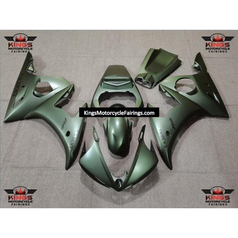Yamaha YZF-R6 (2005) Matte Green U.S. Army Fairings Clear Windscreen: Free No Seat Cowl No Bolt Kit