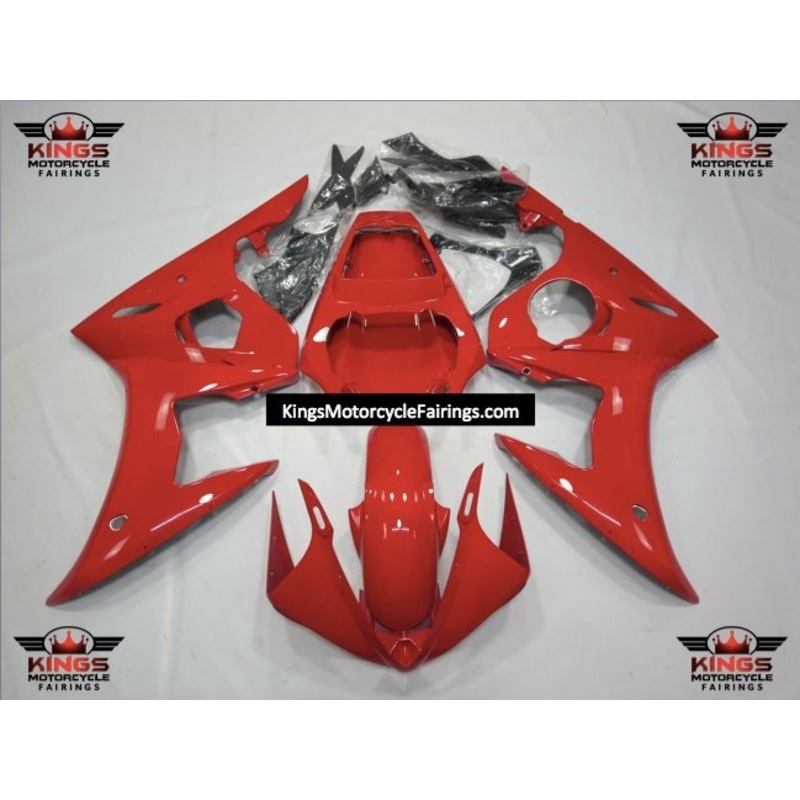 Yamaha YZF-R6 (2005) Red Fairings Clear Windscreen: Free No Seat Cowl No Bolt Kit