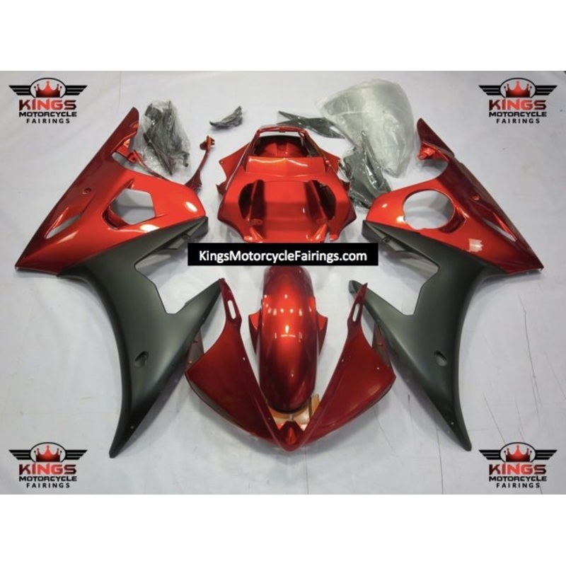 Yamaha YZF-R6 (2005) Candy Orange & Matte Black Fairings Clear Windscreen: Free No Seat Cowl No Bolt Kit