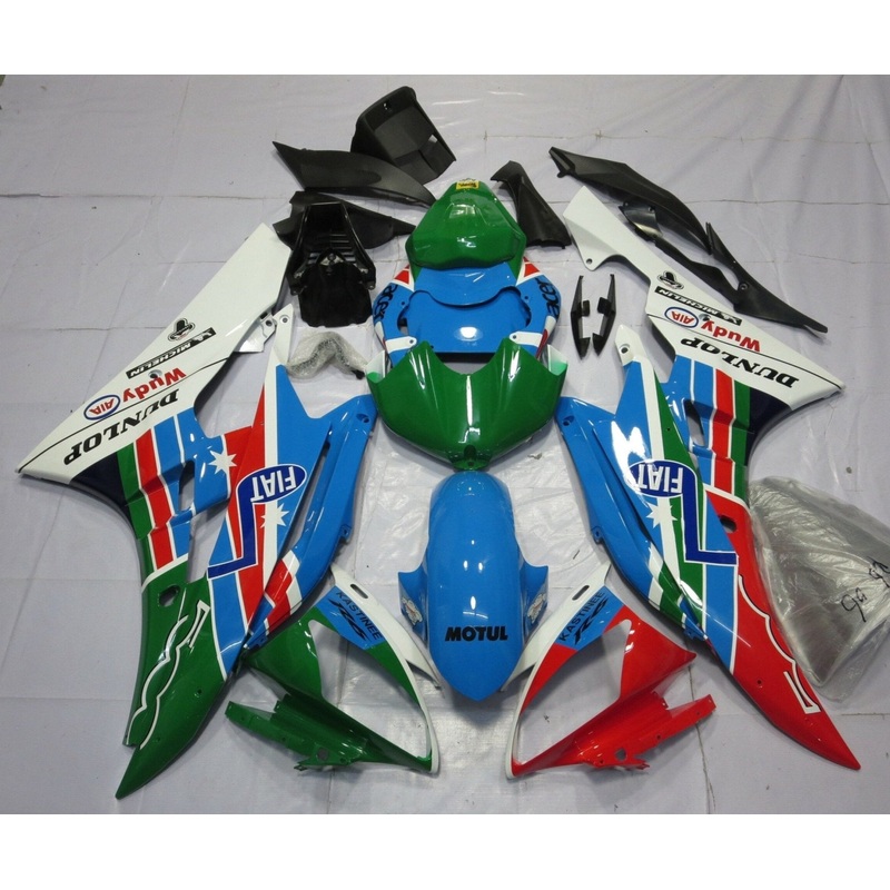 Yamaha YZF-R6 (2006-2007) Blue, Green, Red & White Dunlop Fairings No Seat Cowl No Bolt Kit No Tank