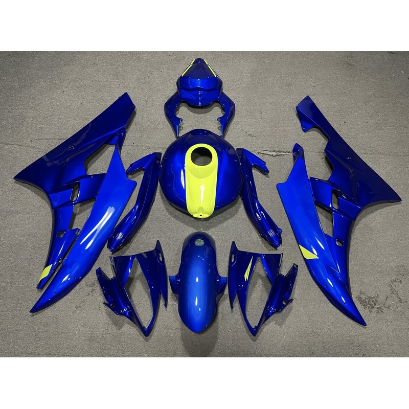 Yamaha YZF-R6 (2006-2007) Blue & Neon Yellow Fairings No Seat Cowl No Bolt Kit No Tank