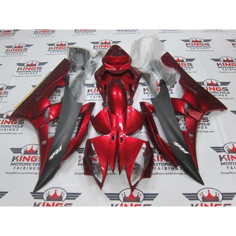 Yamaha YZF-R6 (2006-2007) Candy Red, Matte Black Fairings No Seat Cowl No Bolt Kit No Tank